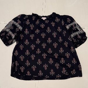 Knox Rose Blouse with Cross Stitch Detailing on Sleeves